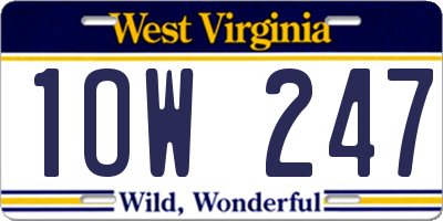 WV license plate 1OW247