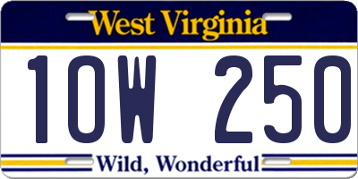 WV license plate 1OW250