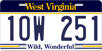 WV license plate 1OW251