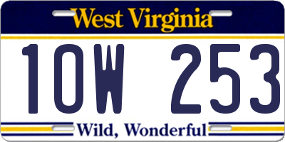 WV license plate 1OW253