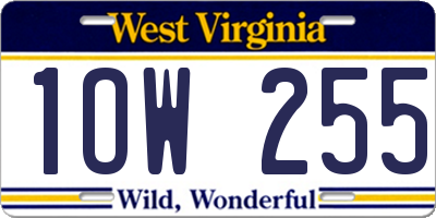 WV license plate 1OW255