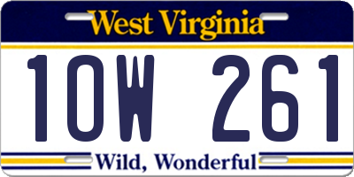 WV license plate 1OW261