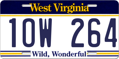 WV license plate 1OW264