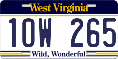WV license plate 1OW265
