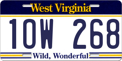 WV license plate 1OW268