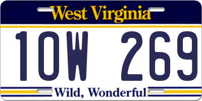 WV license plate 1OW269