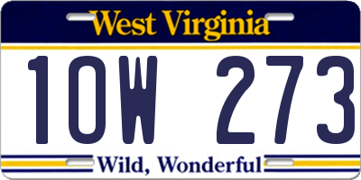 WV license plate 1OW273