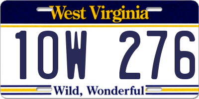 WV license plate 1OW276