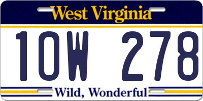 WV license plate 1OW278