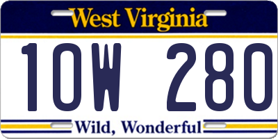 WV license plate 1OW280
