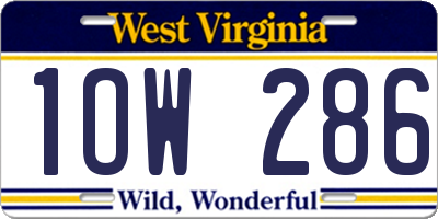 WV license plate 1OW286