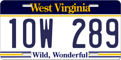 WV license plate 1OW289