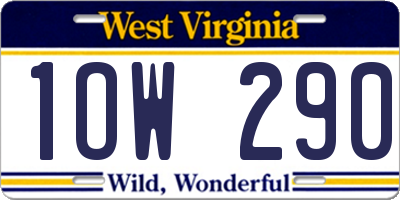 WV license plate 1OW290