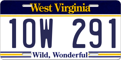 WV license plate 1OW291