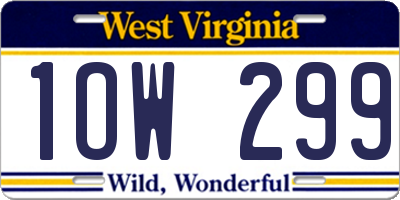WV license plate 1OW299