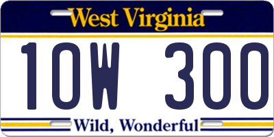 WV license plate 1OW300