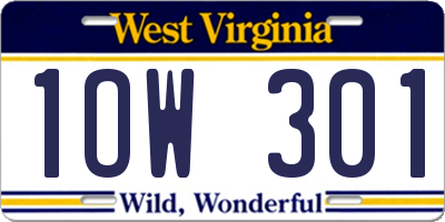 WV license plate 1OW301