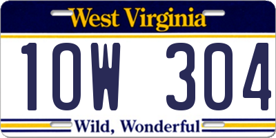 WV license plate 1OW304