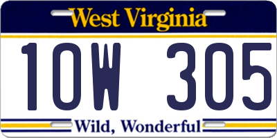 WV license plate 1OW305