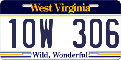 WV license plate 1OW306