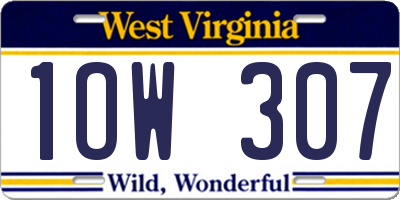 WV license plate 1OW307