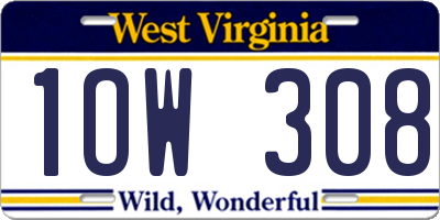 WV license plate 1OW308