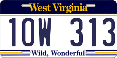 WV license plate 1OW313
