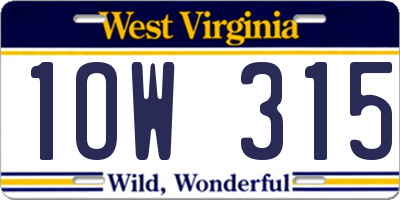 WV license plate 1OW315
