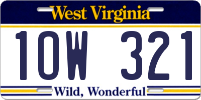 WV license plate 1OW321