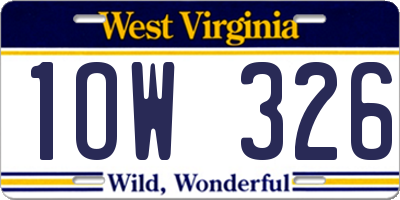 WV license plate 1OW326