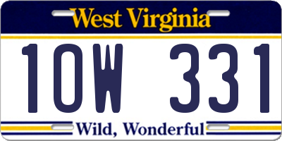 WV license plate 1OW331