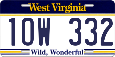 WV license plate 1OW332