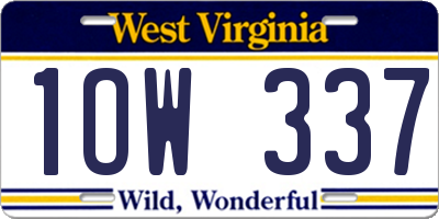 WV license plate 1OW337
