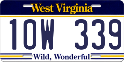 WV license plate 1OW339