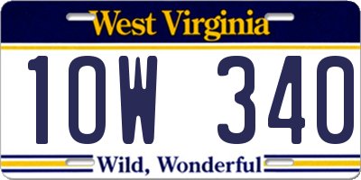 WV license plate 1OW340