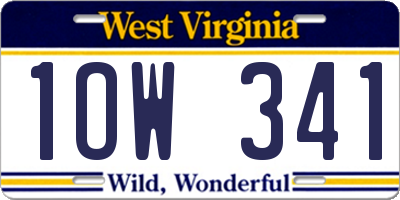 WV license plate 1OW341