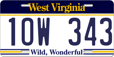 WV license plate 1OW343
