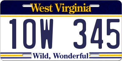 WV license plate 1OW345