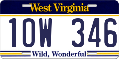 WV license plate 1OW346