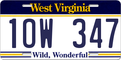 WV license plate 1OW347
