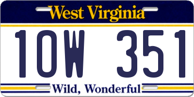 WV license plate 1OW351