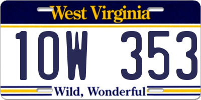 WV license plate 1OW353
