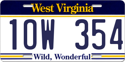 WV license plate 1OW354