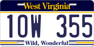 WV license plate 1OW355