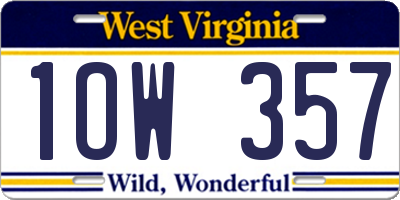 WV license plate 1OW357