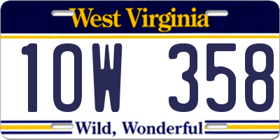 WV license plate 1OW358