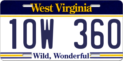 WV license plate 1OW360