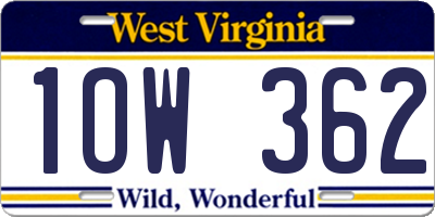 WV license plate 1OW362