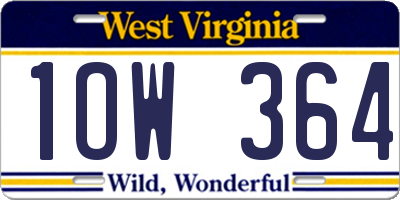 WV license plate 1OW364