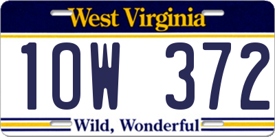 WV license plate 1OW372